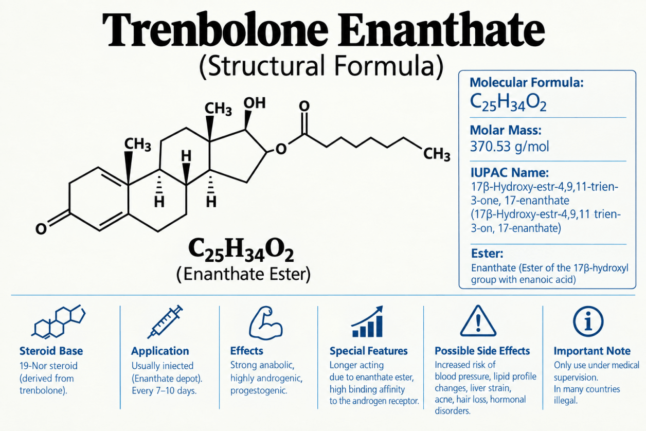 Trenbolona Enantato – Información sobre efectos, propiedades y riesgos